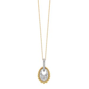 10K YG 1/2 ct. tw. Diamond Pave Oval Shape Pendant