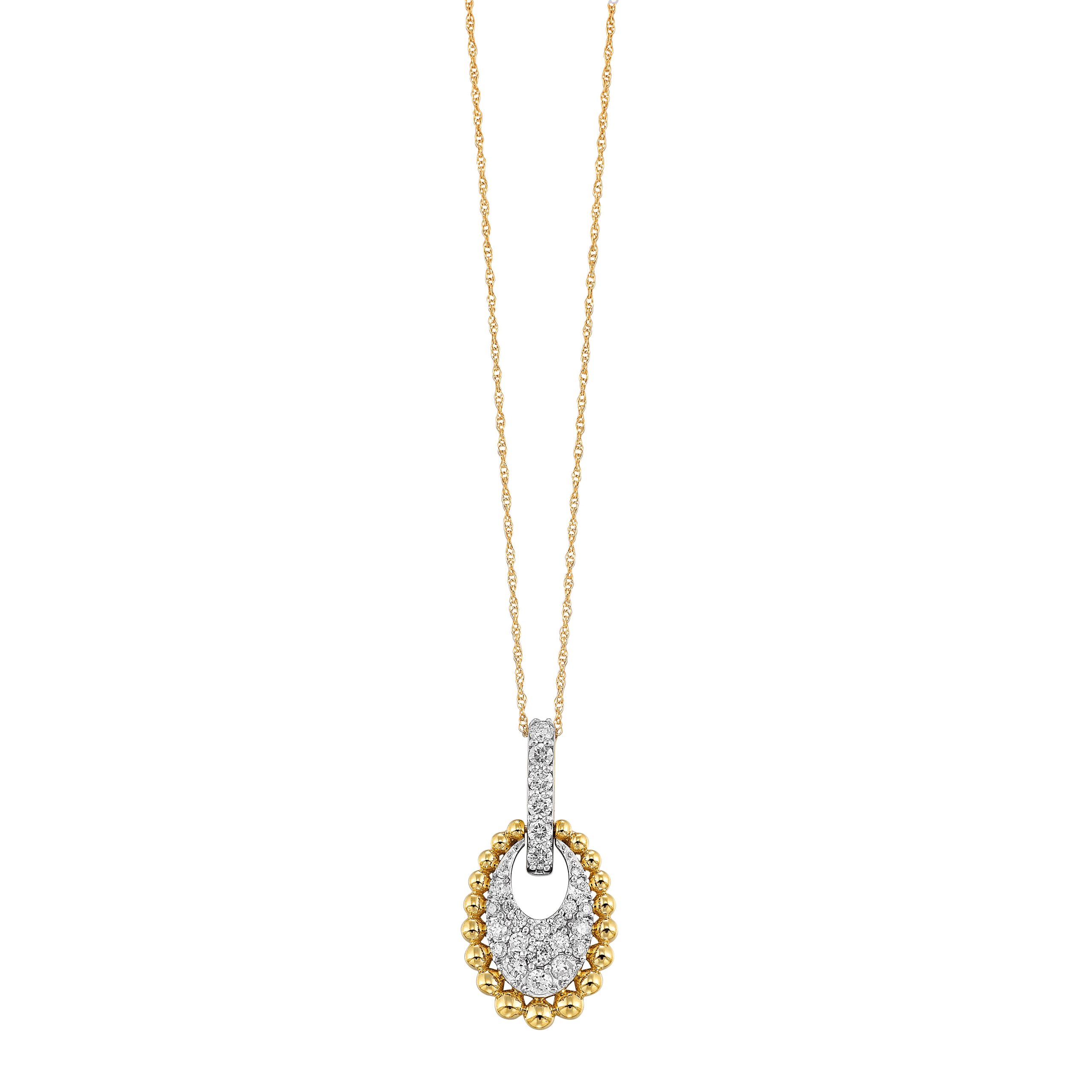 10K YG 1/2 ct. tw. Diamond Pave Oval Shape Pendant