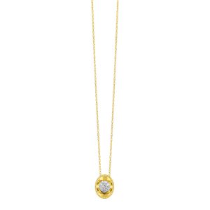 14K YG 1/10 ct. tw. Diamond Composite Oval Shape Pendant