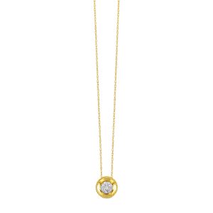 14K YG 1/10 ct. tw. Diamond Composite Circle Shape Pendant