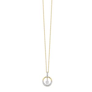 10K YG 1/7 ct. tw. Diamond Circle Shape Pendant