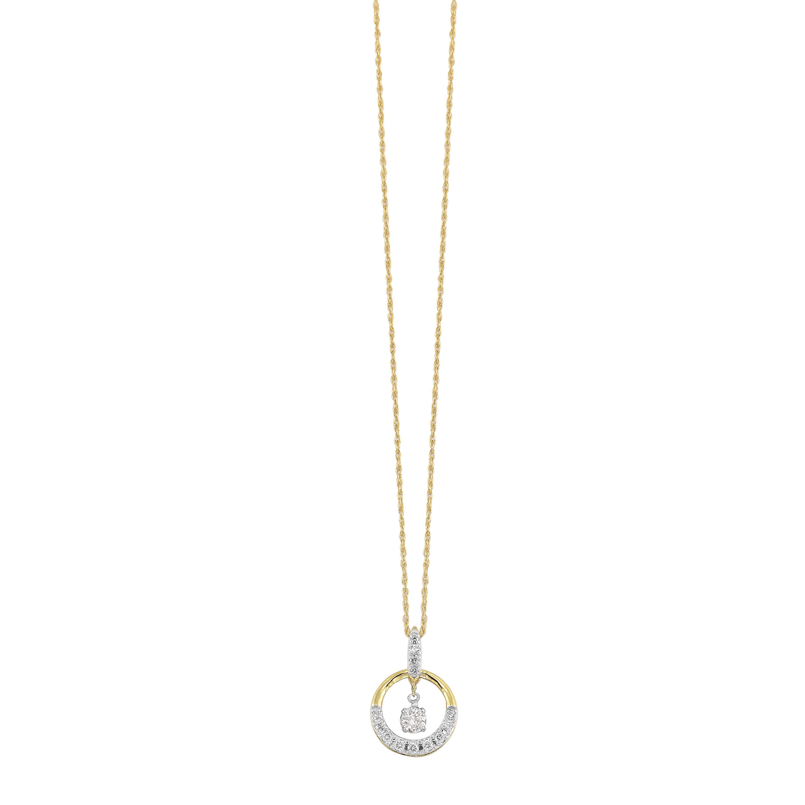 10K YG 1/7 ct. tw. Diamond Circle Shape Pendant