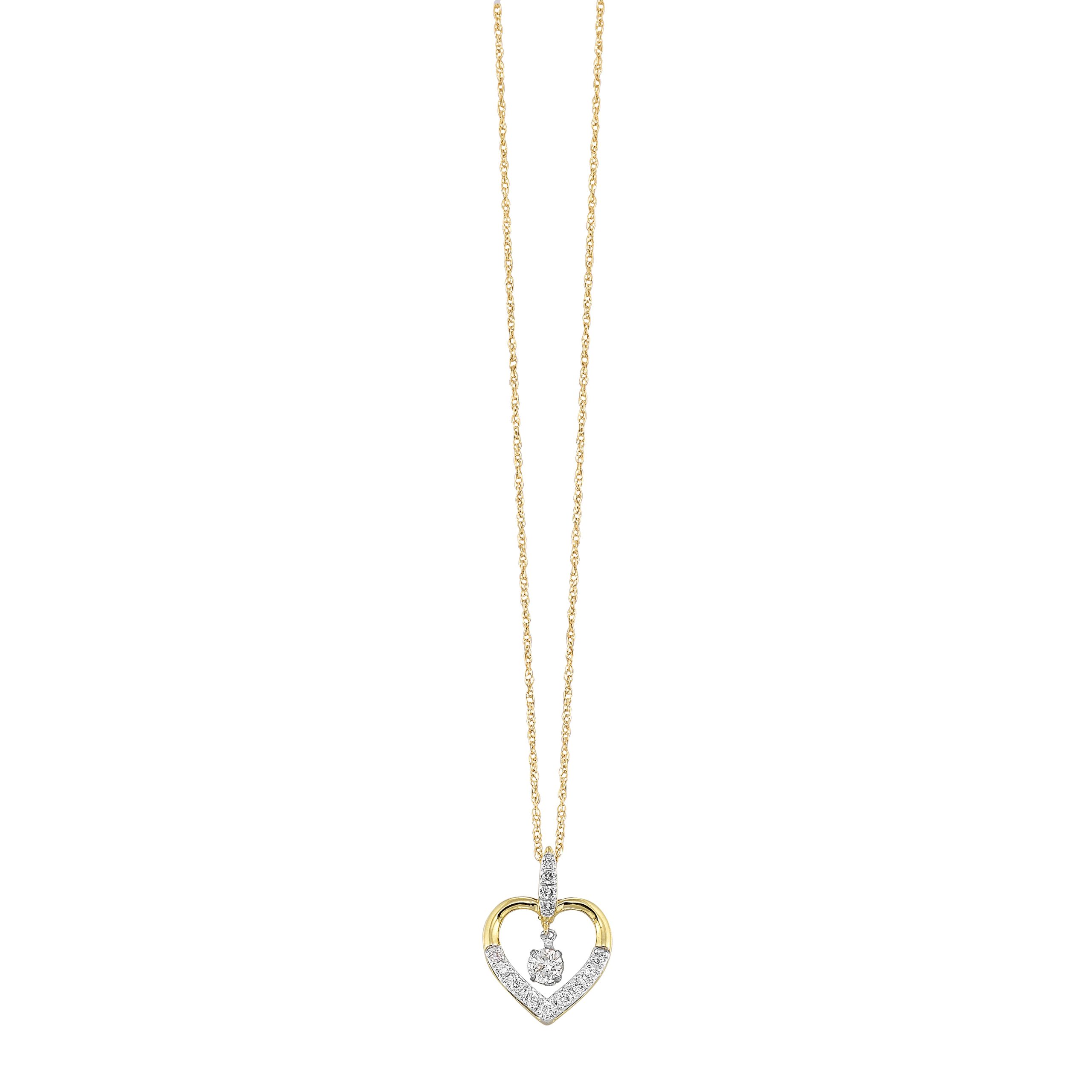 10K YG 1/7 ct. tw. Diamond Heart Shape Pendant