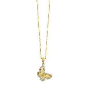 Steel Y Fluted Butterfly Pendant