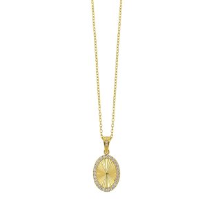 Steel Y Fluted Oval Pendant