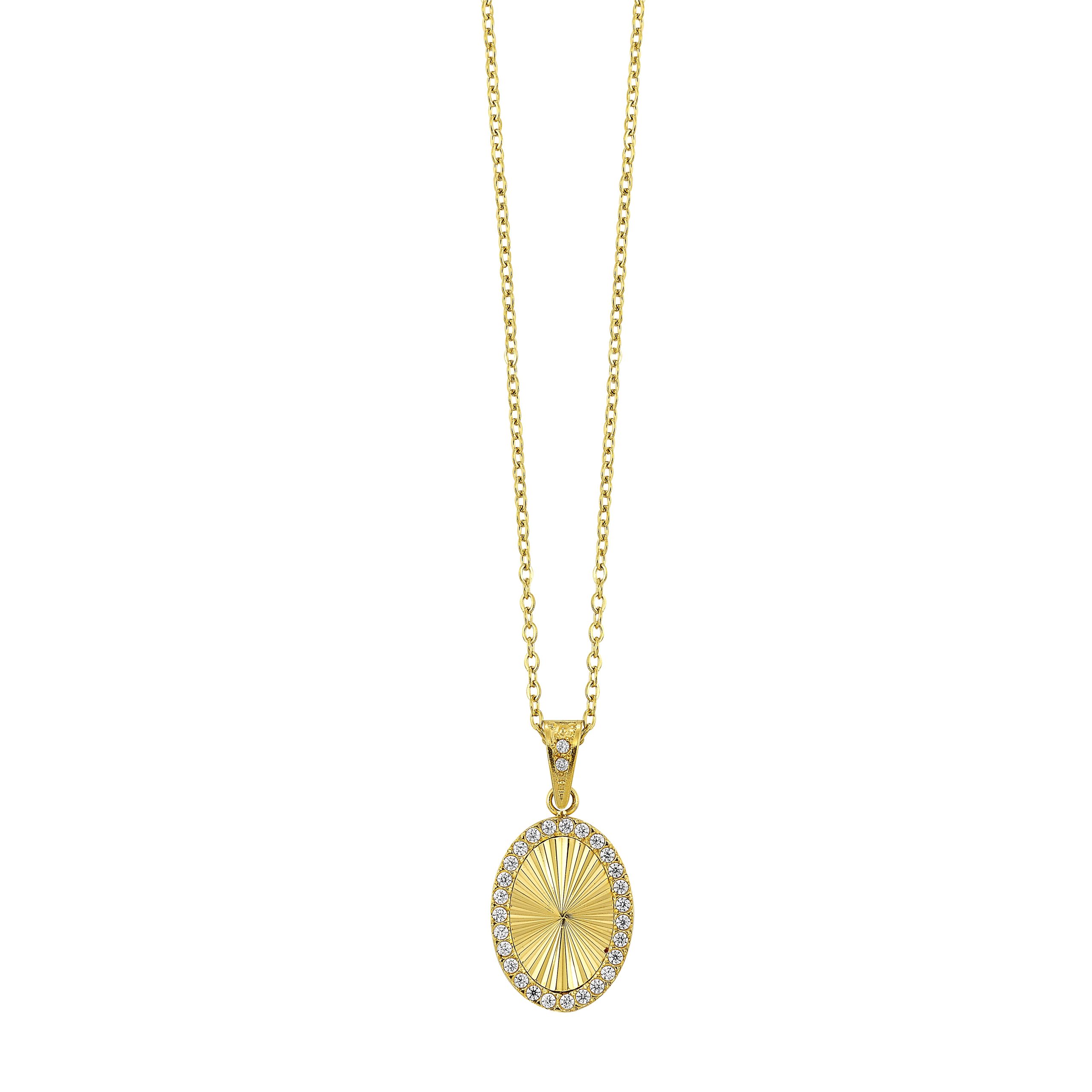 Steel Y Fluted Oval Pendant