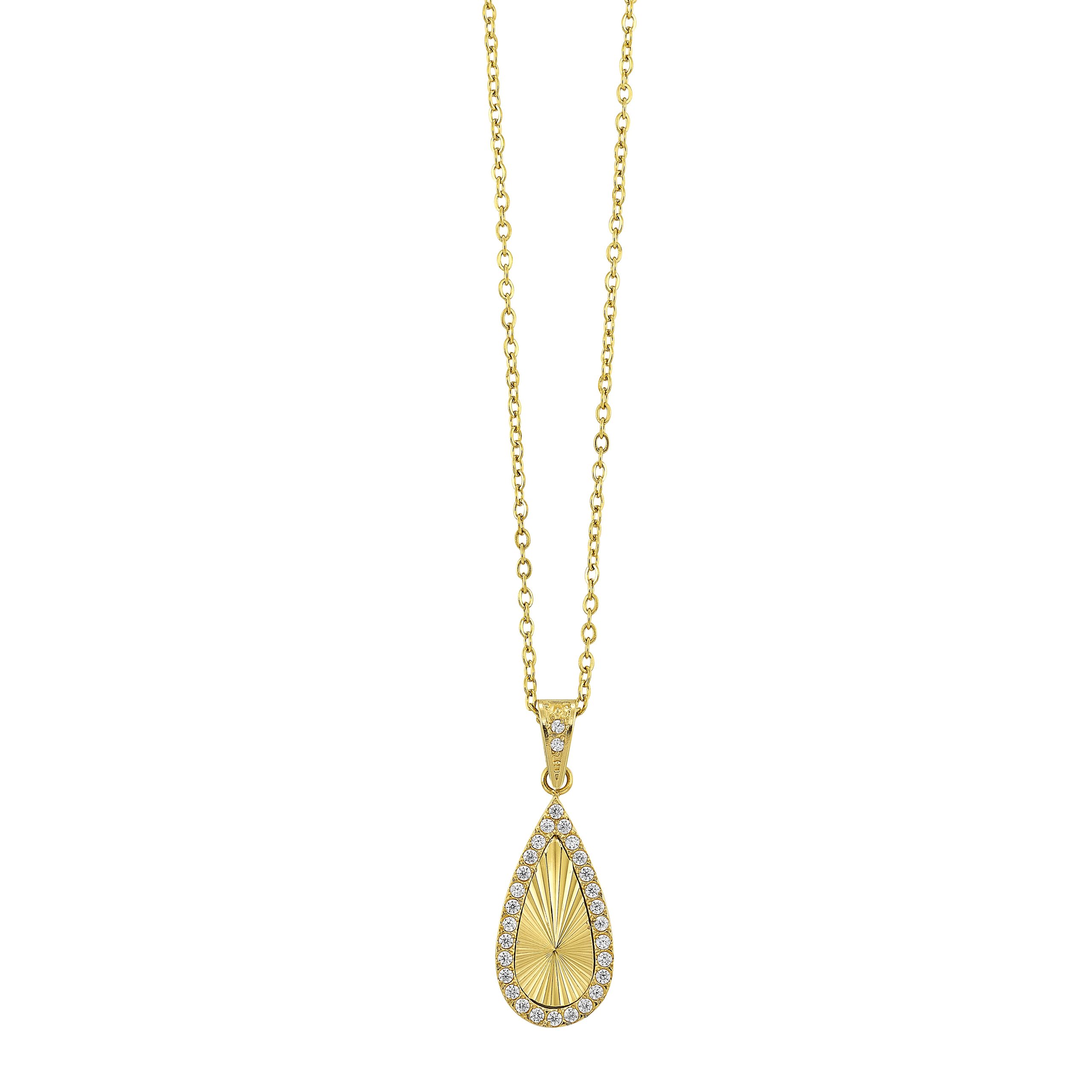 Steel Y Fluted Pear Pendant