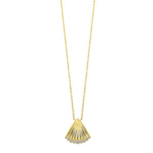 14K YG 1/7 ct. tw. Diamond Fluted Pendant