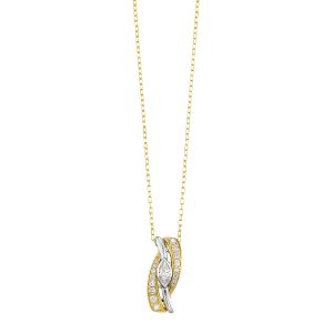14K WYG 1/2 ct. tw. Diamond Mixed Metal with Bezel set Marquise Pendant