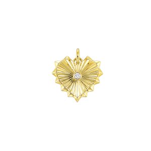 14K YG 1/50 ct. tw. Diamond Fluted Heart Charm