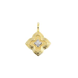 14K YG 1/25 ct. tw. Diamond Floral Textured Charm
