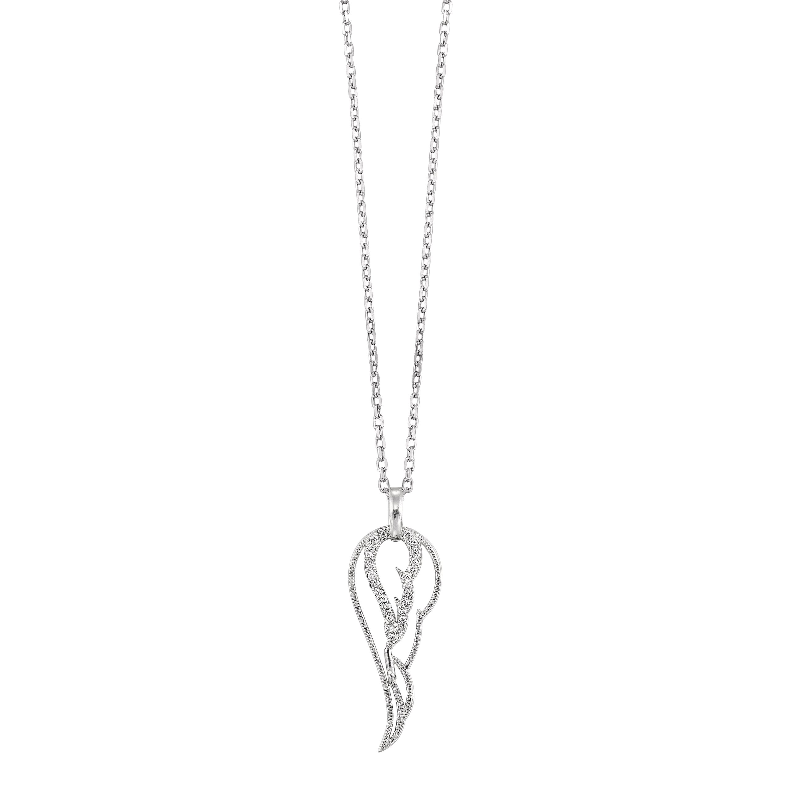 Silver 1/10 ct. tw. Diamond Wing Pendant