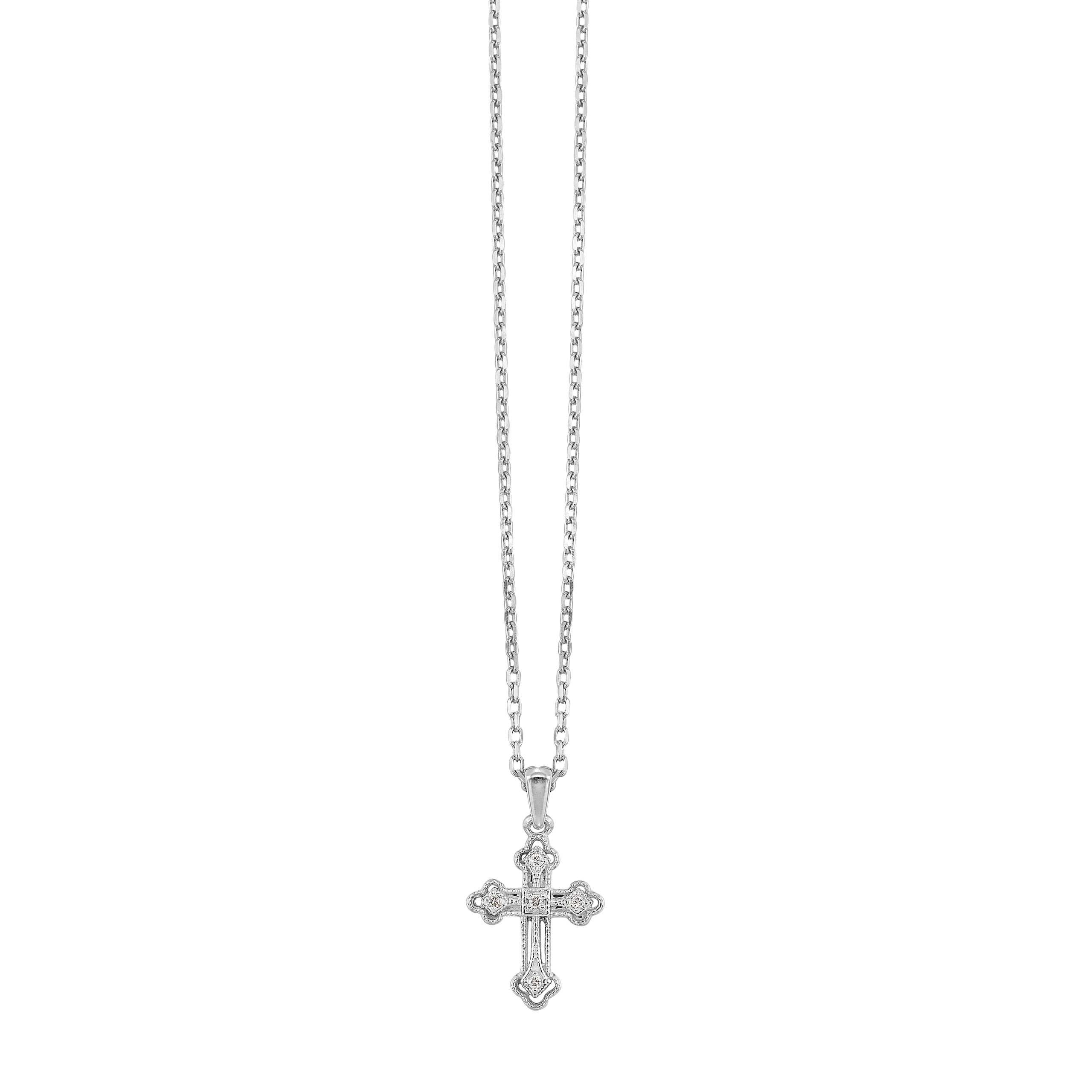 Silver 1/4 ct. tw. Diamond Cross Pendant