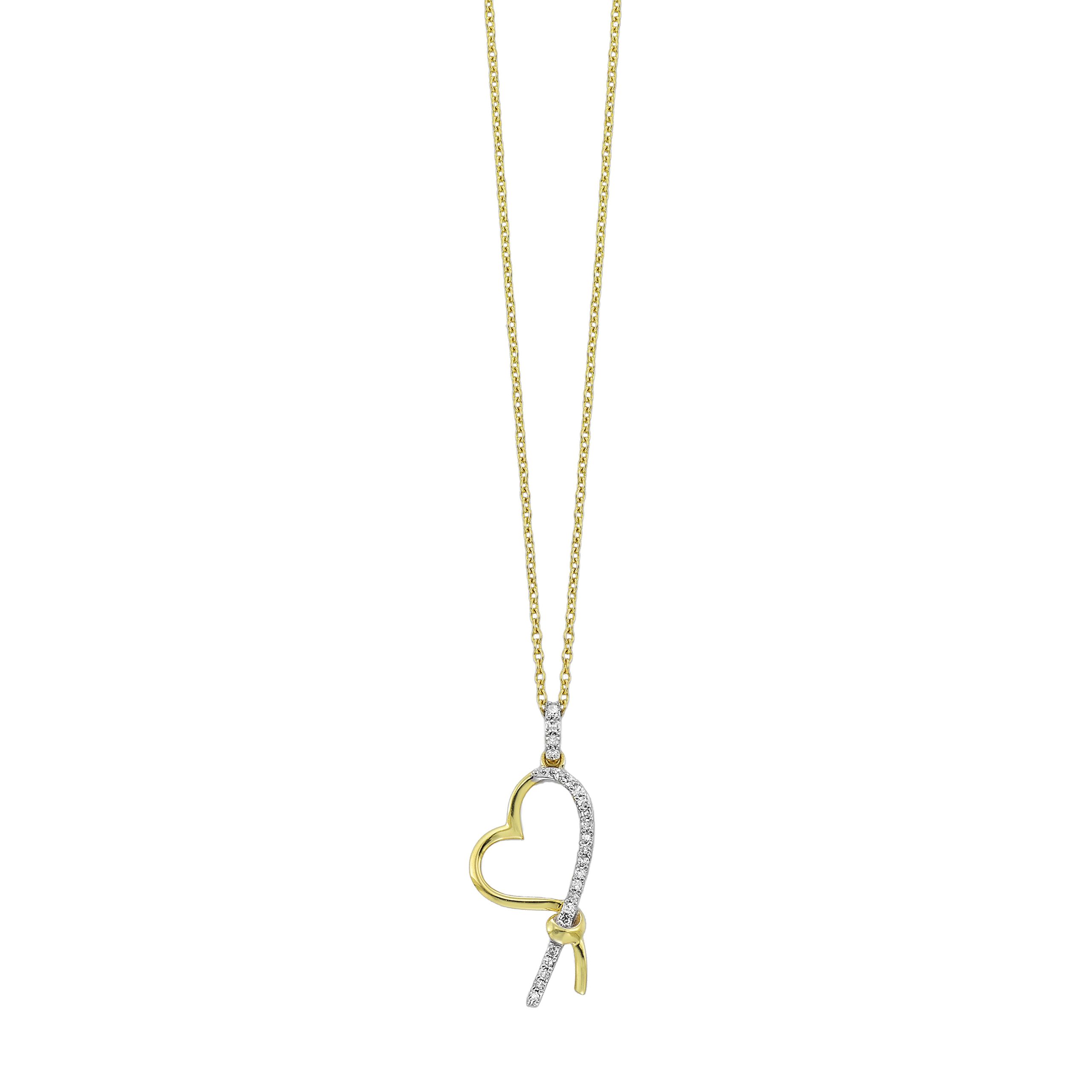 10K YG 1/20 ct. tw. Diamond Heart Knot Pendant