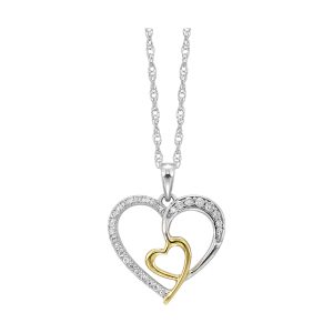 Silver WYG 1/7 ct. tw. Diamond Mixed Metal Heart Pendant