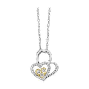 Silver WYG 1/5 ct. tw. Diamond Mixed Metal Heart Pendant