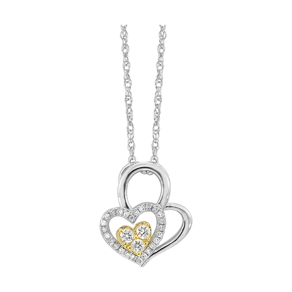 Silver WYG 1/5 ct. tw. Diamond Mixed Metal Heart Pendant