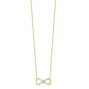 10K YG 1/50 ct. tw. Diamond Heart Infinity Pendant