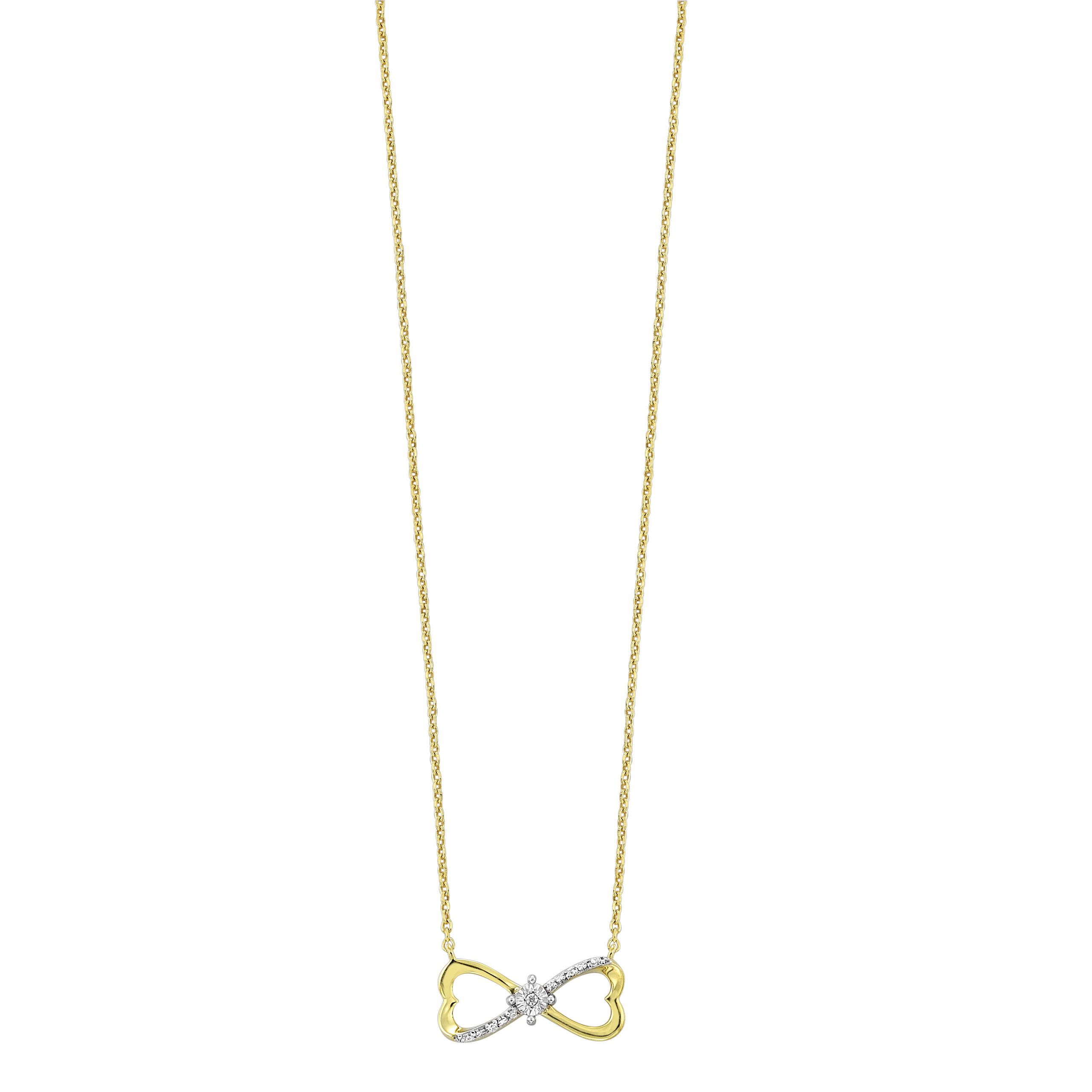 10K YG 1/50 ct. tw. Diamond Heart Infinity Pendant
