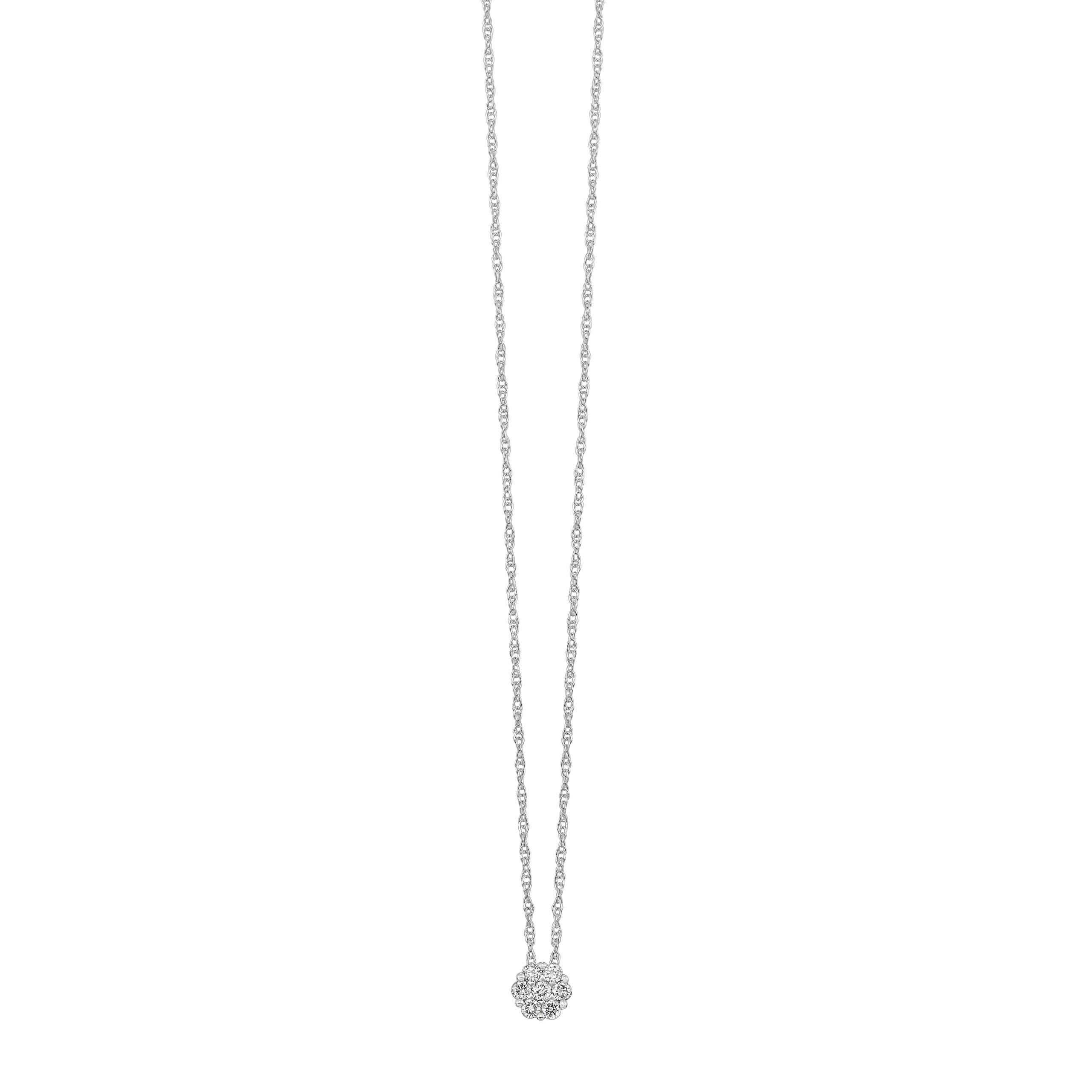 14K WG 1/10 ct. tw. Diamond Seven Stone Cluster Pendant
