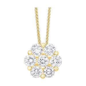 14K YG 1/10 ct. tw. Diamond Seven Stone Cluster Pendant