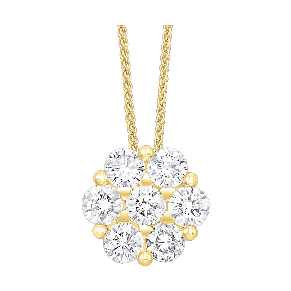 14K YG 1/4 ct. tw. Diamond Seven Stone Cluster Pendant