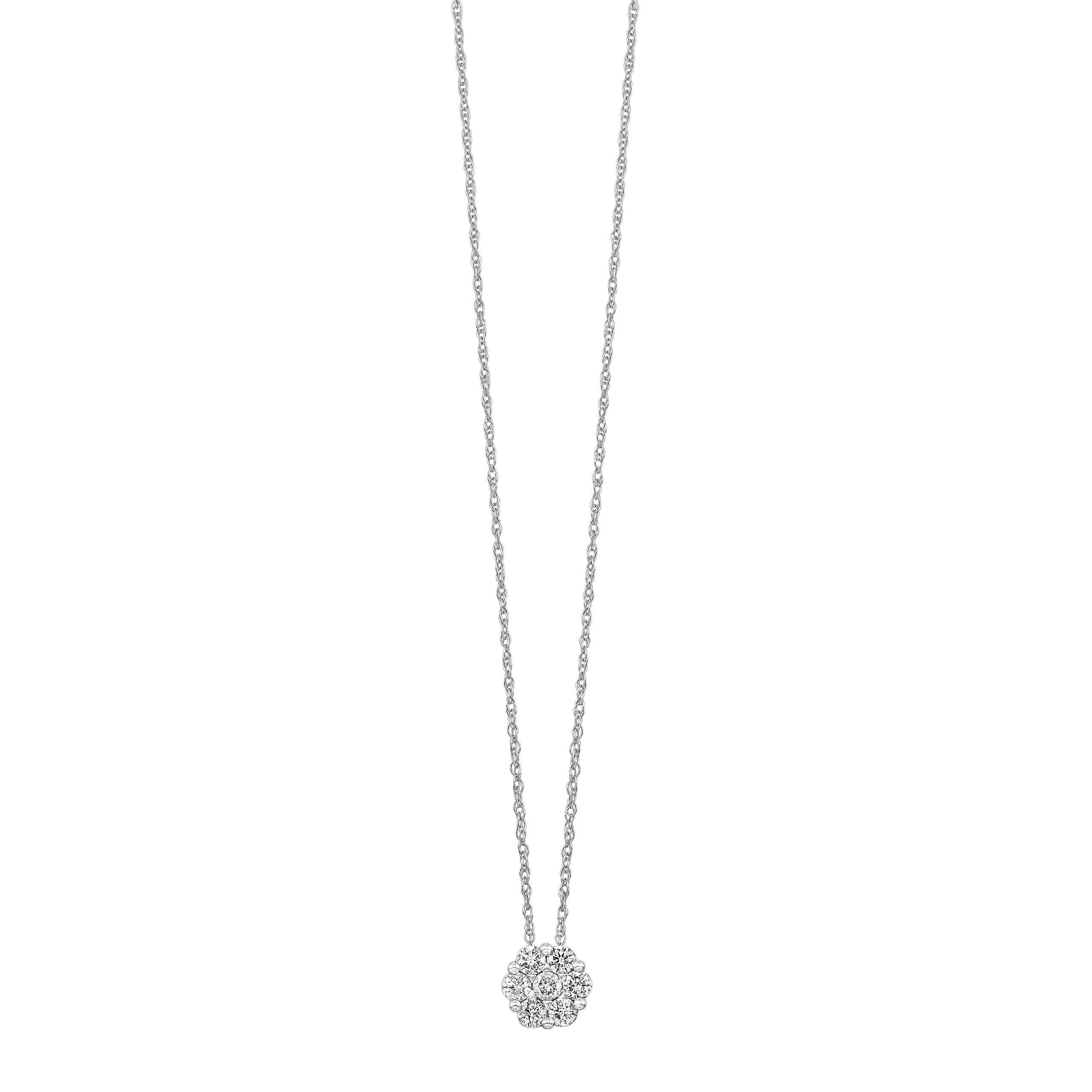 14K WG 1/3 Diamond Seven Stone Cluster Pendant