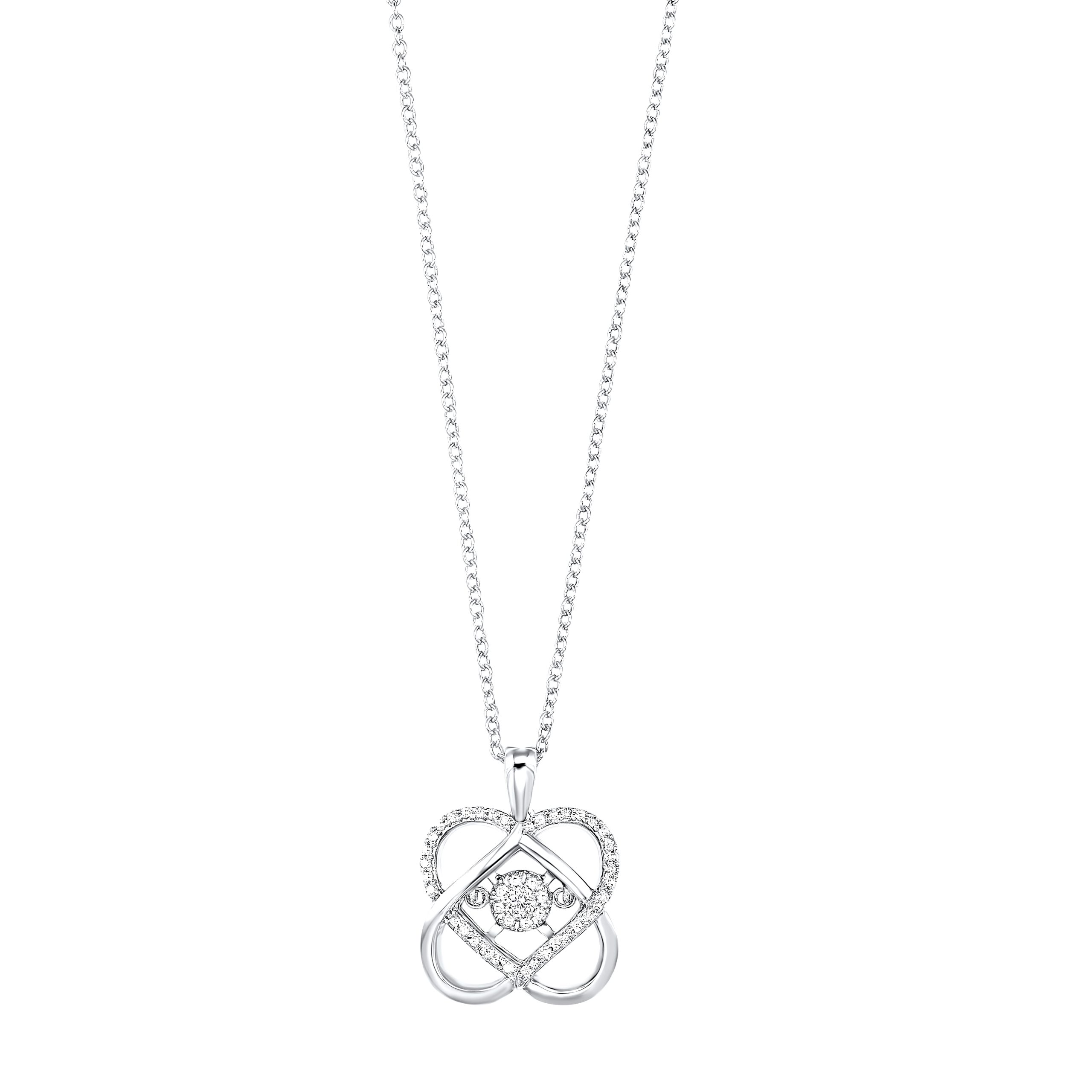 Silver 1/10 ct. tw. Diamond Interlink Heart Pendant