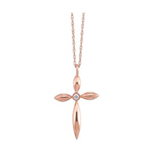 10K RG 1/50 ct. tw. Diamond Cross Pendant