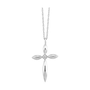 10K WG 1/50 ct. tw. Diamond Cross Pendant