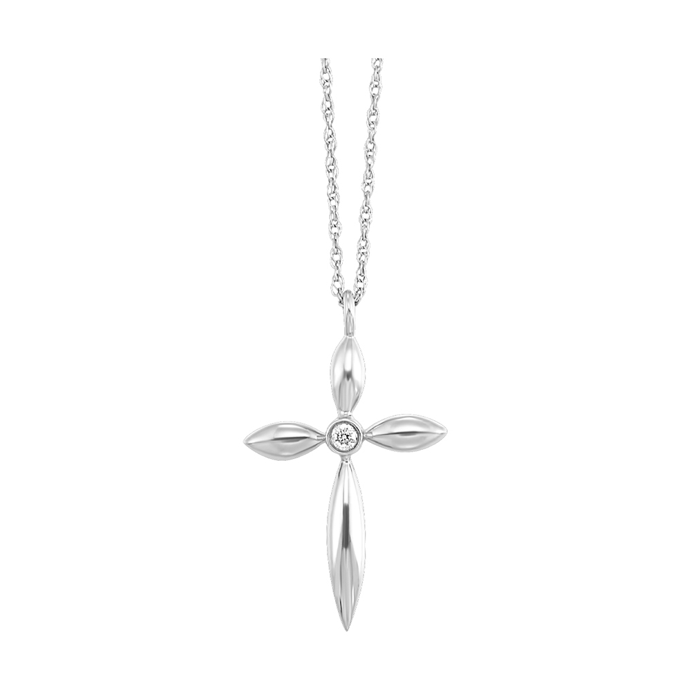 10K WG 1/50 ct. tw. Diamond Cross Pendant