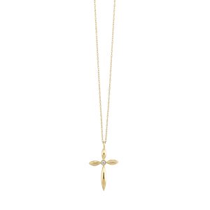 10K YG 1/50 ct. tw. Diamond Cross Pendant