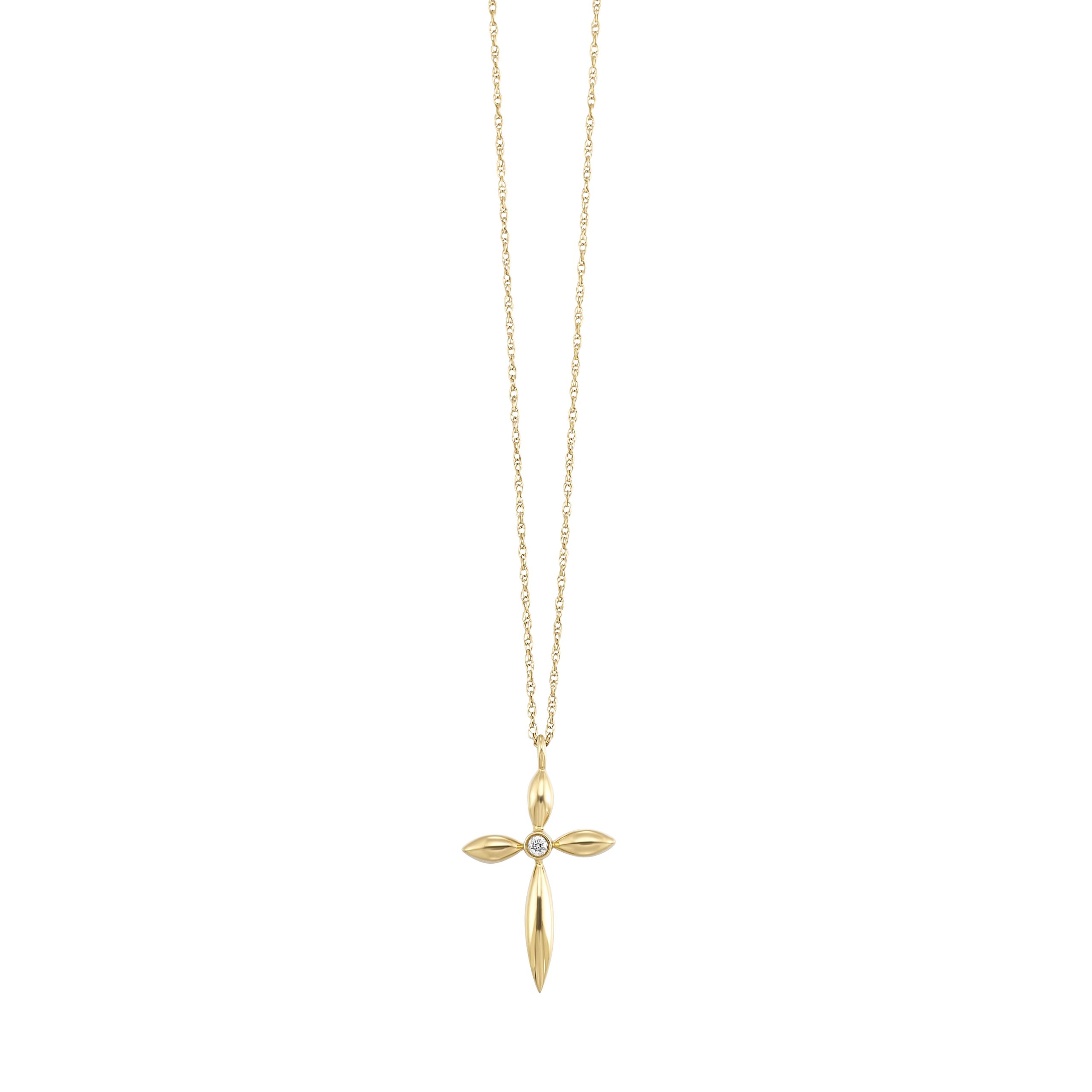 10K YG 1/50 ct. tw. Diamond Cross Pendant