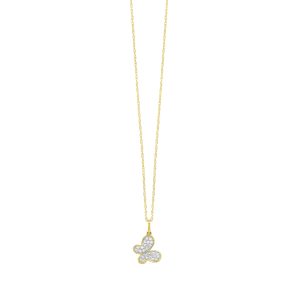 10K YG 1/15 ct. tw. Diamond Pave Butterfly Pendant