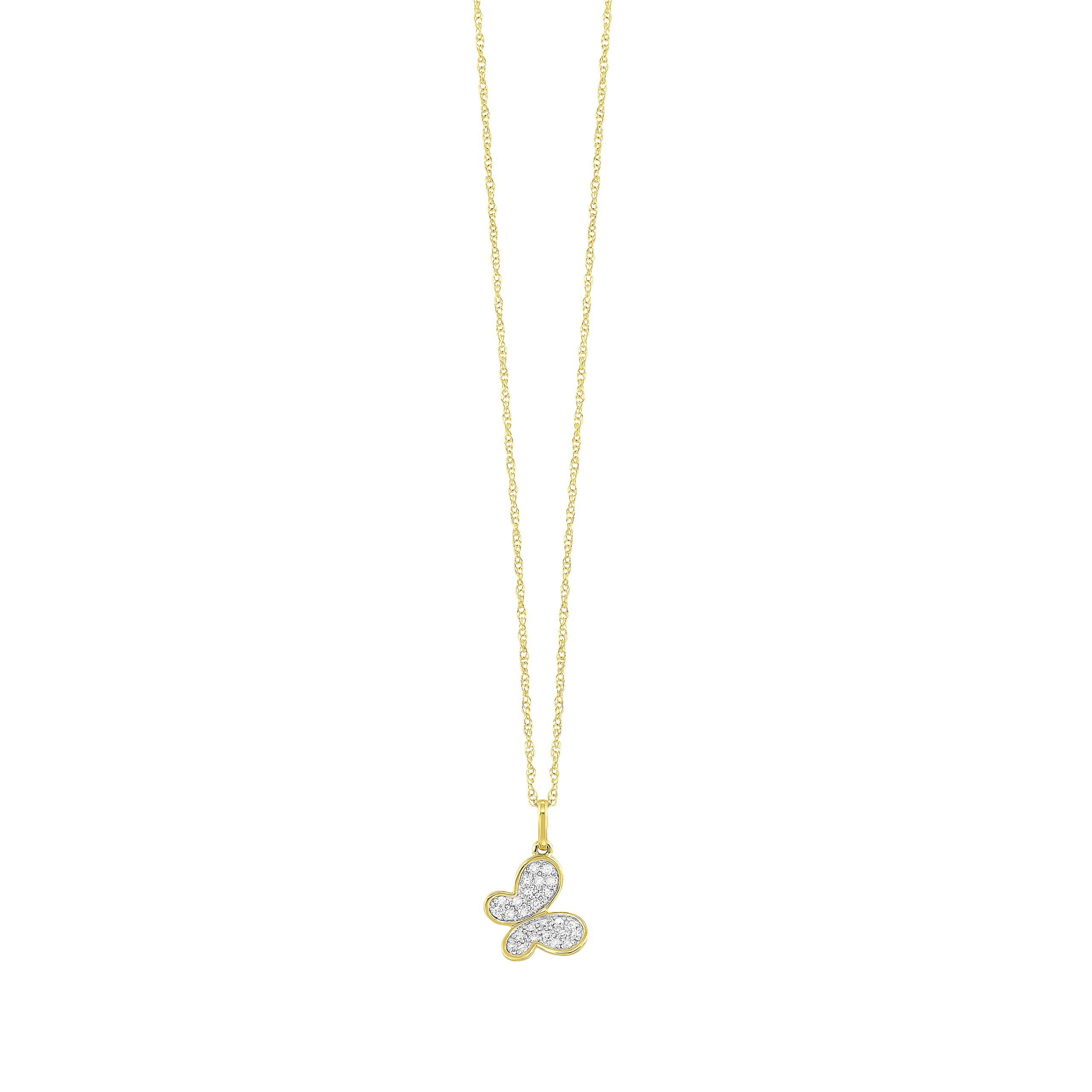 10K YG 1/15 ct. tw. Diamond Pave Butterfly Pendant