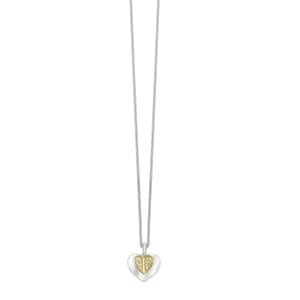 Silver WYG 1/20 ct. tw. Diamond Mixed Metal Fold Heart Pendant