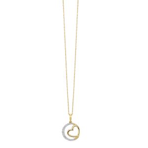 10K YG 1/12 ct. tw. Diamond Circle and Heart Pendant