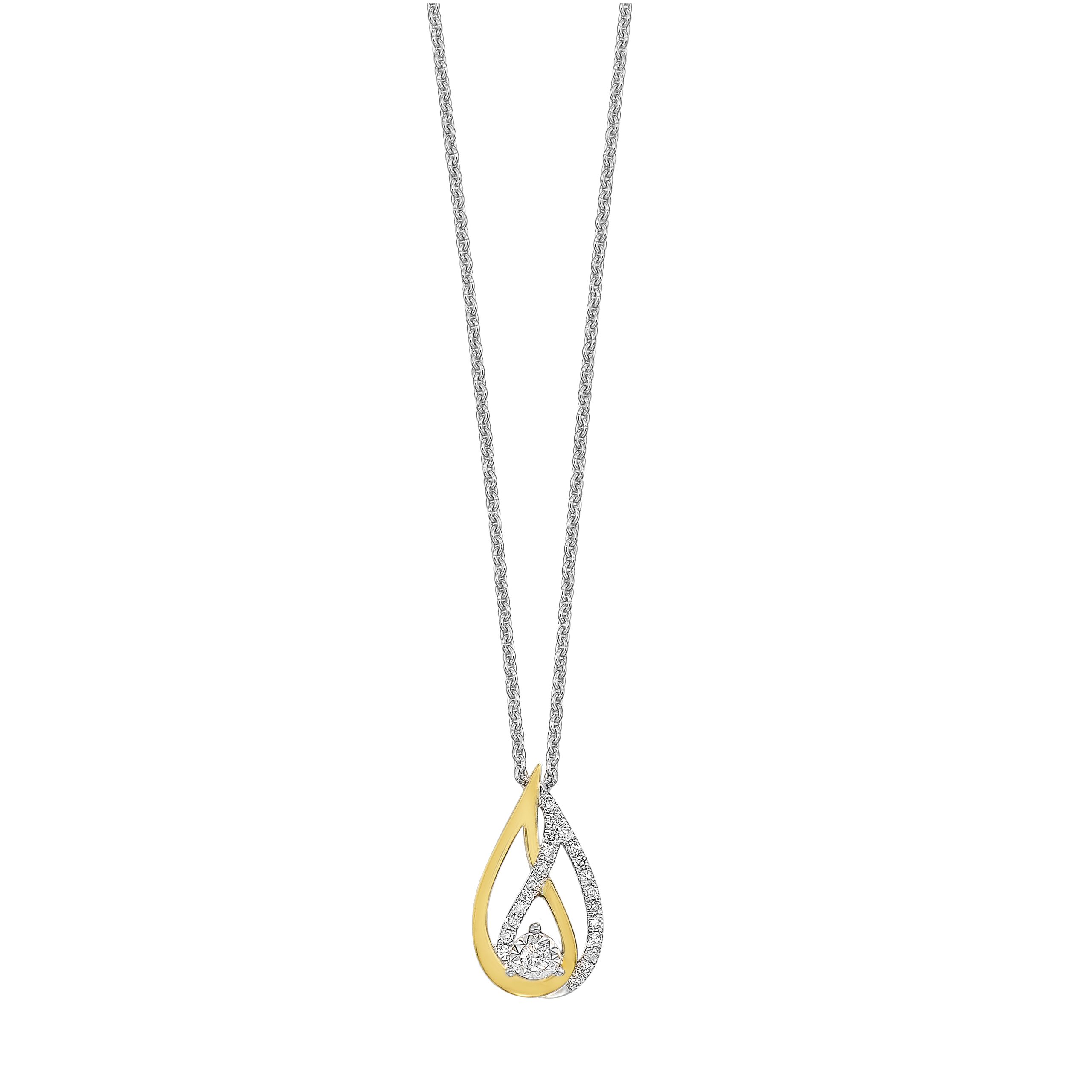 Silver YG 1/10 ct. tw. Diamond Interlink Pendant