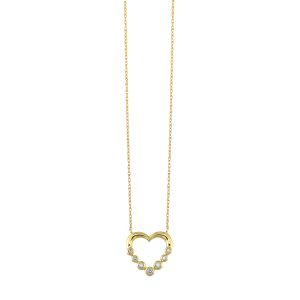 10K YG 1/8 ct. tw. Diamond Bezel Set Heart Pendant