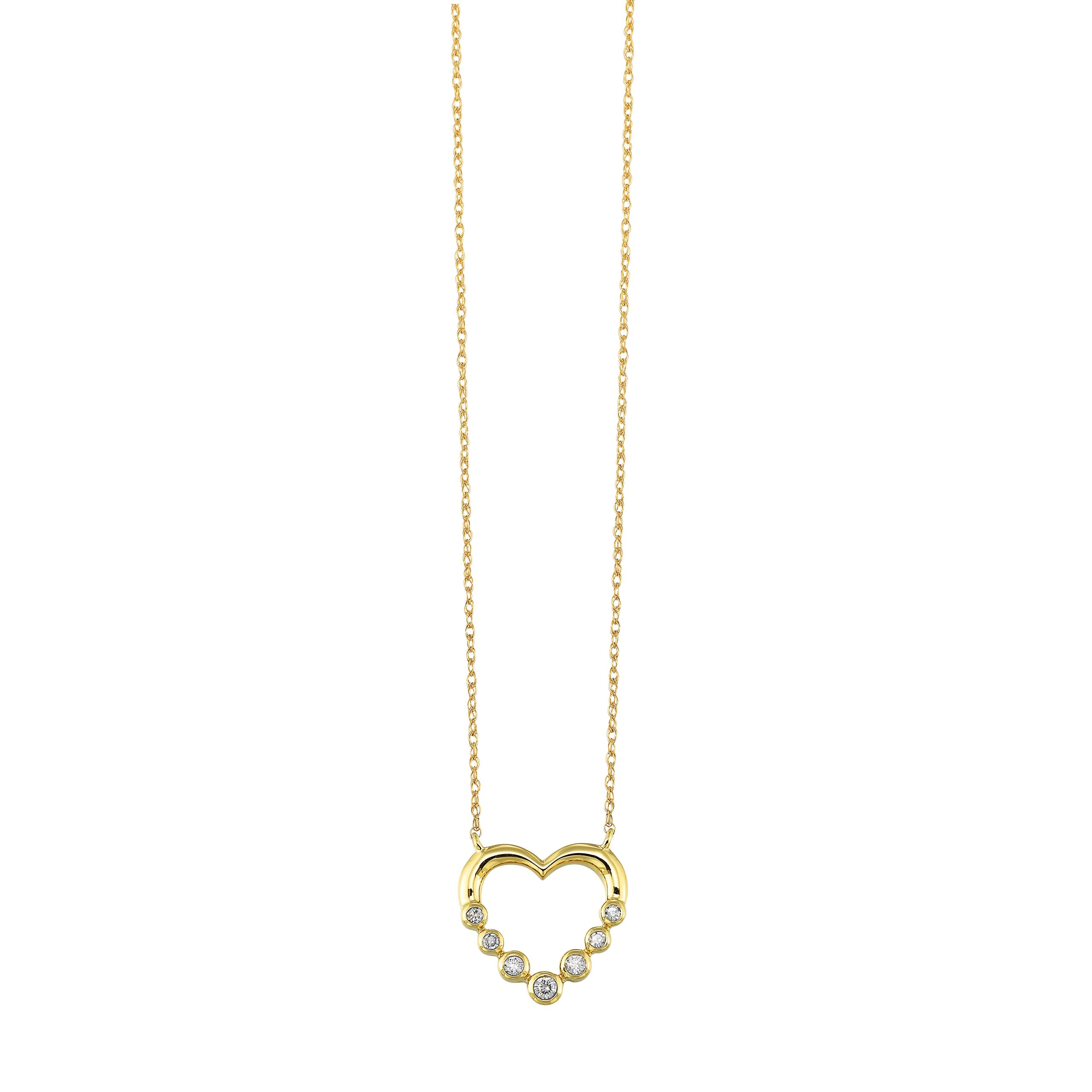 10K YG 1/8 ct. tw. Diamond Bezel Set Heart Pendant