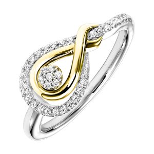 Silver YG 1/6 ct. tw. Diamond Mixed Metal Infinity Ring