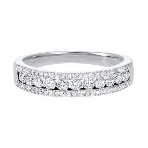 14K WG 1/2 ct. tw. Diamond Three Row Band
