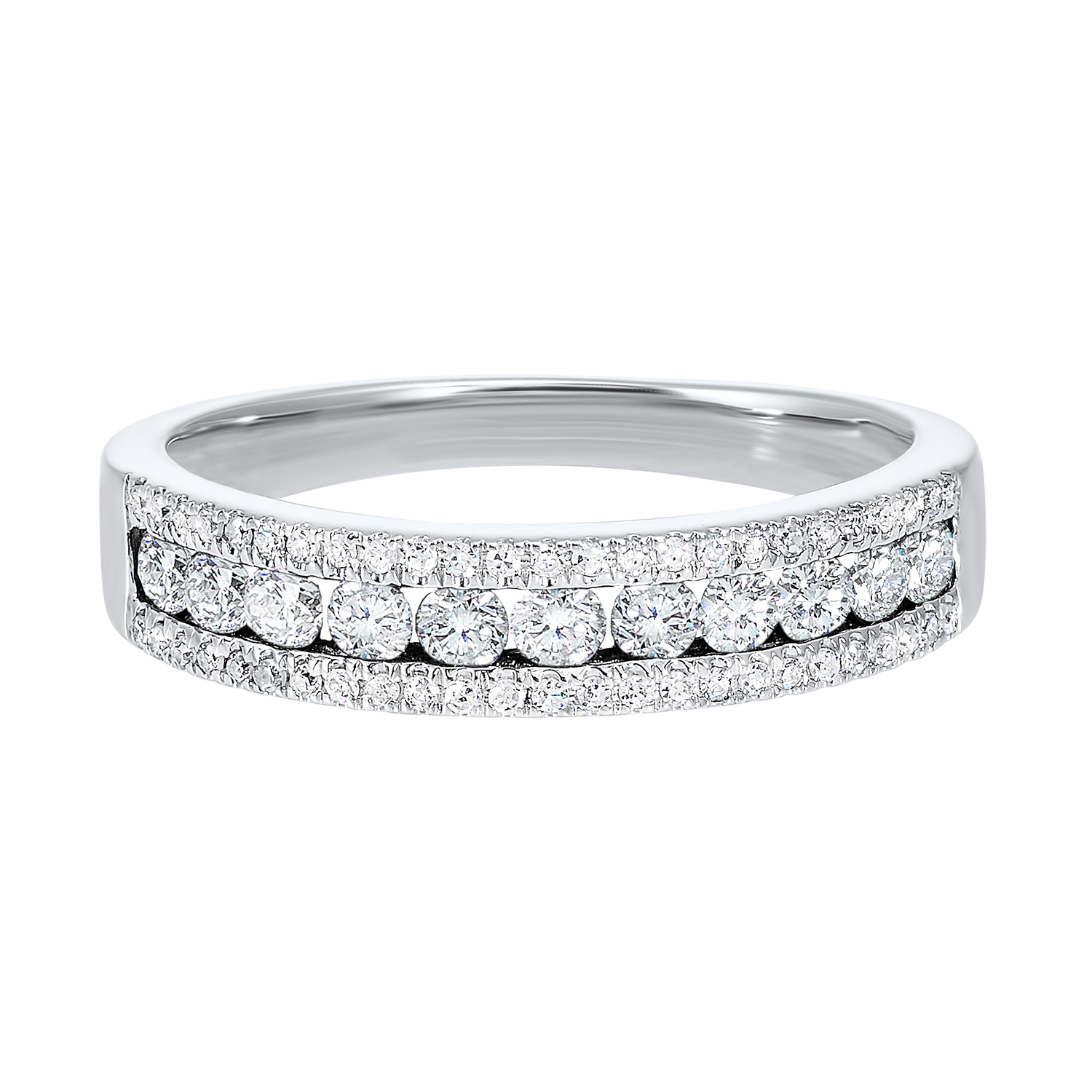 14K WG 1/2 ct. tw. Diamond Three Row Band