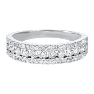 14K WG  3/4 ct. tw. Diamond Three Row Band