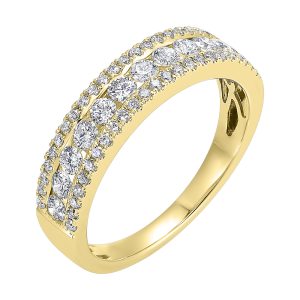 14K YG 3/4 ct. tw. Diamond Three Row Band