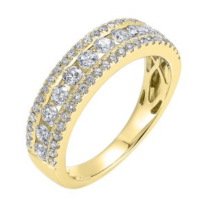 14K YG 1 1/2 ct. tw. Diamond Three Row Band