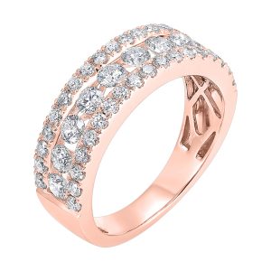 14K RG 1 ct. tw. Diamond Three Row Band