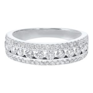 14K WG 1 ct. tw. Diamond Three Row Band
