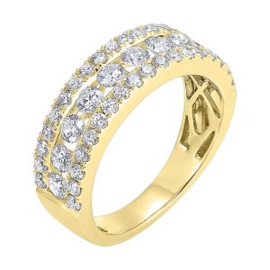 14K YG 1 ct. tw. Diamond Three Row Band