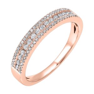 14K RG 1/4 ct. tw. Diamond Three Row Band
